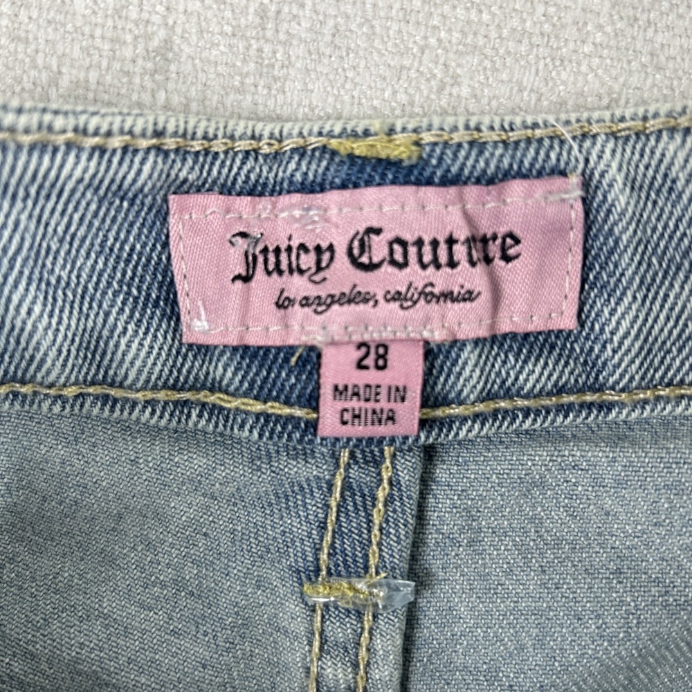 Juicy Couture Lunita Wide Leg Cargo Jeans Size 28 Medium Wash Y2K NWT($110) - Picture 9 of 13
